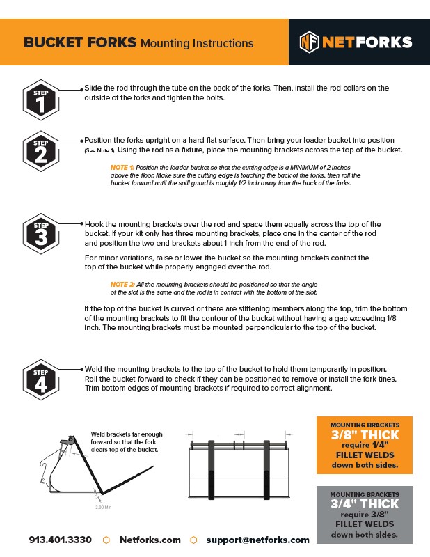 Bucket Forks Mounting Instructions